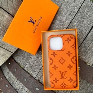 Designer Louis Vuitton Orange IPhone 14 Pro Max phone case